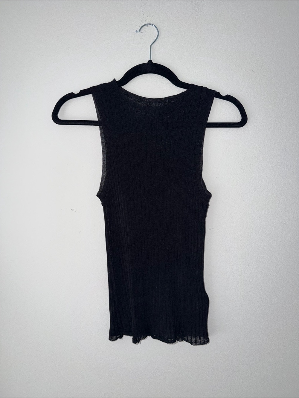 Massimo Duttu Sheer Ribbed Tank Top - Black